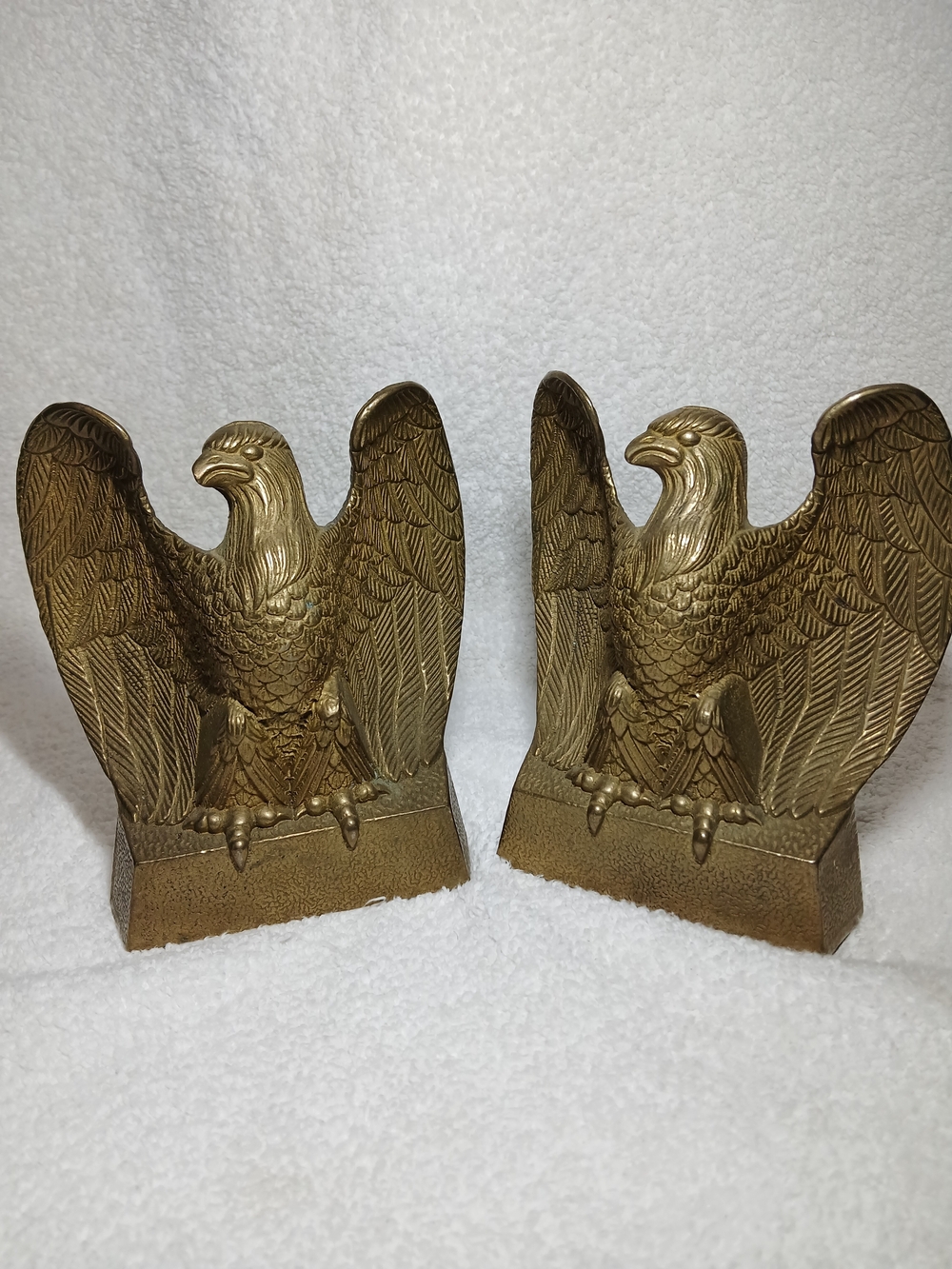 Vintage Eagle Bookends in Solid Brass Finish 6 Inches tall, 2.5 lbs each.